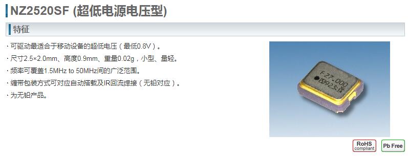 NZ2520SF晶振